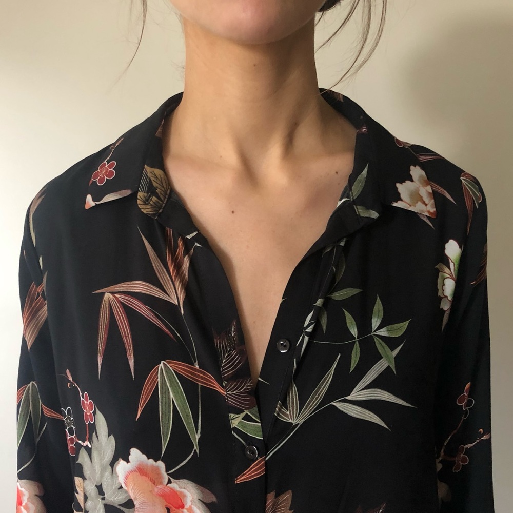 Floral Button-down Shirt Dress